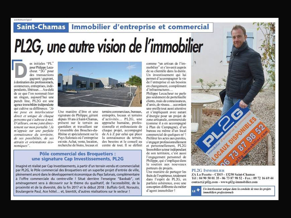 La presse locale parle de PL2G Immobilier